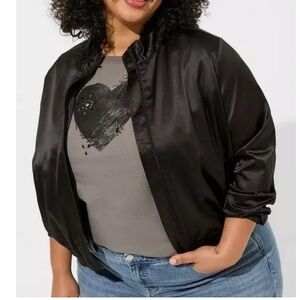 TORRID Stretch Bomber Jacket in Black size 3 NWT
